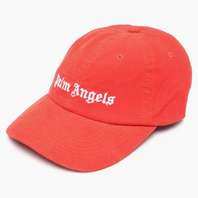 Palm Angels Corduroy broderad logotyp Cap Red White