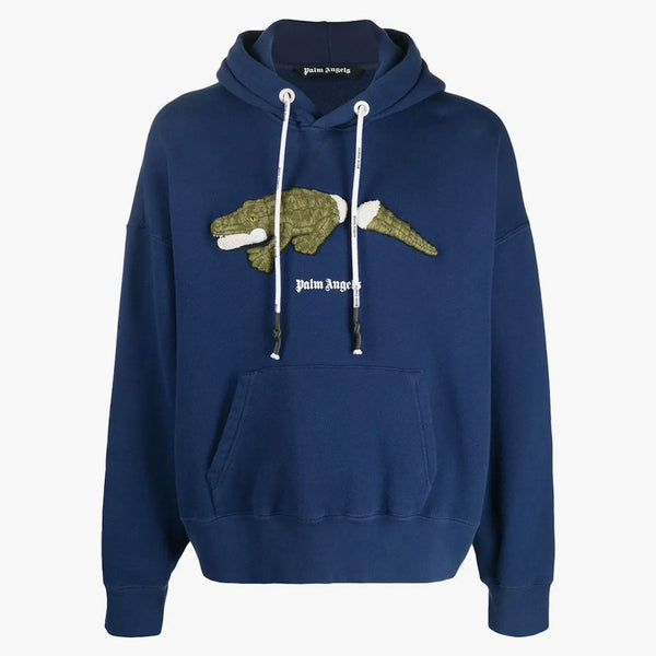 Palm Angels Crocodile Hoodie Blue