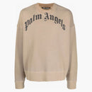 Palm Angels Curved Logo Crewneck Beige/Black