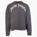 Palm Angels Curved Logo Crewneck Black/White