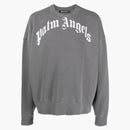 Palm Angels Curved Logo Crewneck Dark Grey/white (ss22)