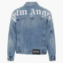 Palm Angels Curved Logo Denim Jacket Light Blue/white