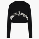Palm Angels Curved Logo Intarsia Wool Cropped Sweater Black/White