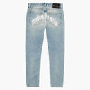 Palm Angels Curved Logo Print Straight Fit Jeans Light Blue/white
