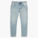 Palm Angels Curved Logo Print Straight Fit Jeans Light Blue/white