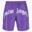 Palm Angels Curved Logo Swim Short Violet/White