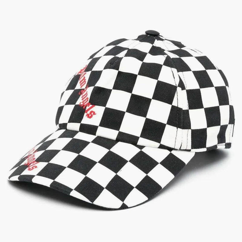 Palm Angels Damier zkontroloval čepice loga tisku bílé/černé