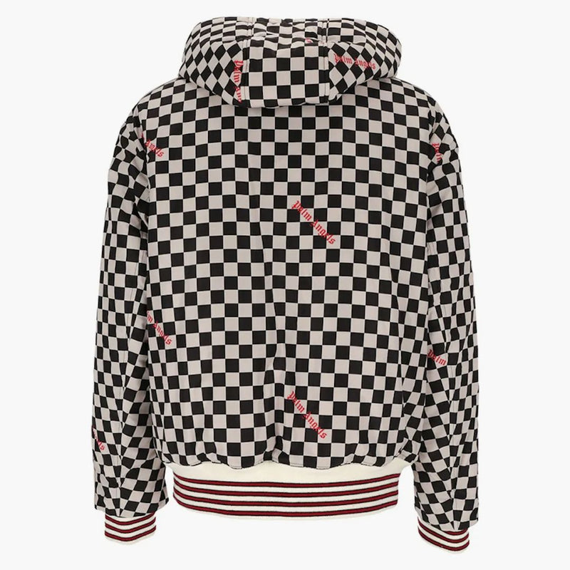 Palm Angel's Damier Puffed Hooded Jacket Black/Red