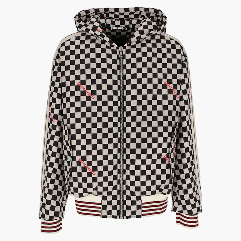 Palm Angel's Damier Puffed Hooded Jacket Black/Red