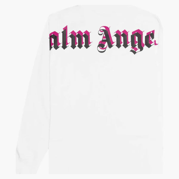 Palm Angels Doubled Logo Longsleeve T-shirt White/black/fuschsia
