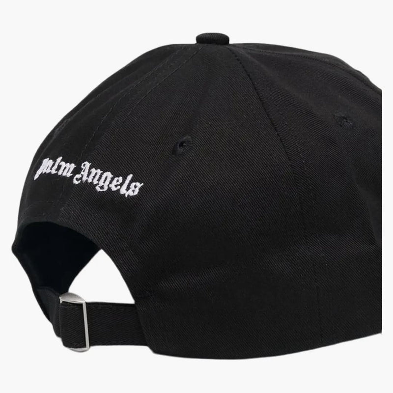 Palm Angels broderad gotisk intarsia logotyp rem-back cap svart/vit (SS22)