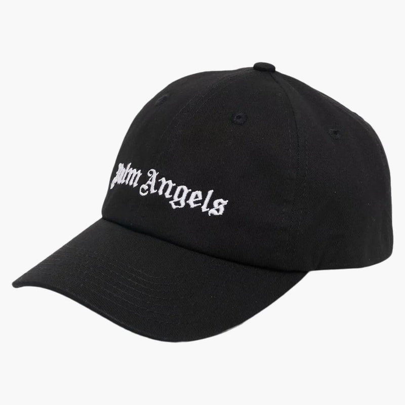 Palm Angels broderad gotisk intarsia logotyp rem-back cap svart/vit (SS22)
