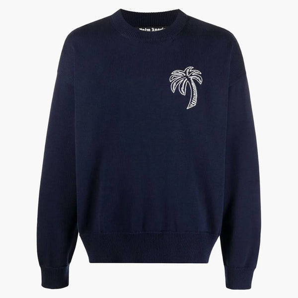 トップス Palm tree sweatshirt / navy Palm Angels Embroidered Palm Tree Sweatshirt Navy/White