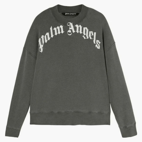 Palm Angels Gd Curved Logo CrewNeck svetr šedý