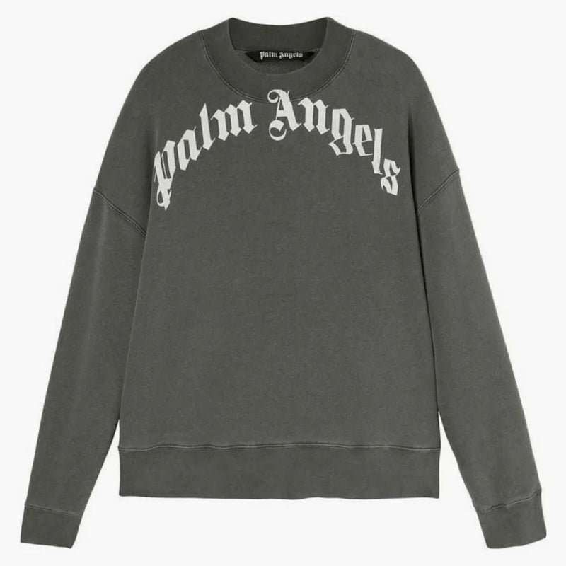 Palm Angels Gd Curved Logo CrewNeck svetr šedý