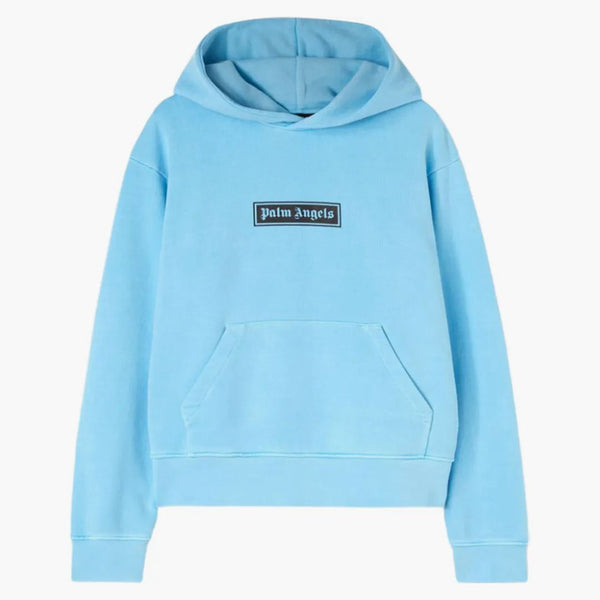 Palm Angels Garment Dye Box Logo Hoodie Light Blue/Black