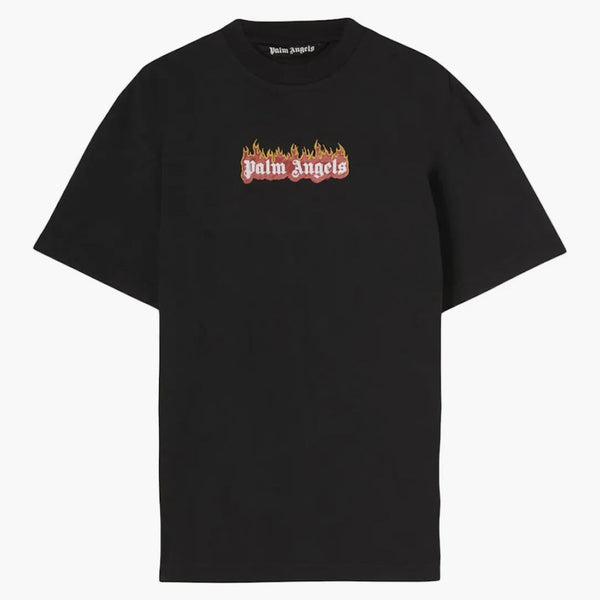 Palm Angels Oděvní barvivo Burning Logo Classic T-Shirt Black/White