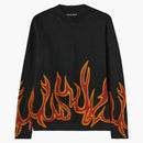 Palm Angels Garment Dye Graffiti Flames Sweatshirt Black/Red