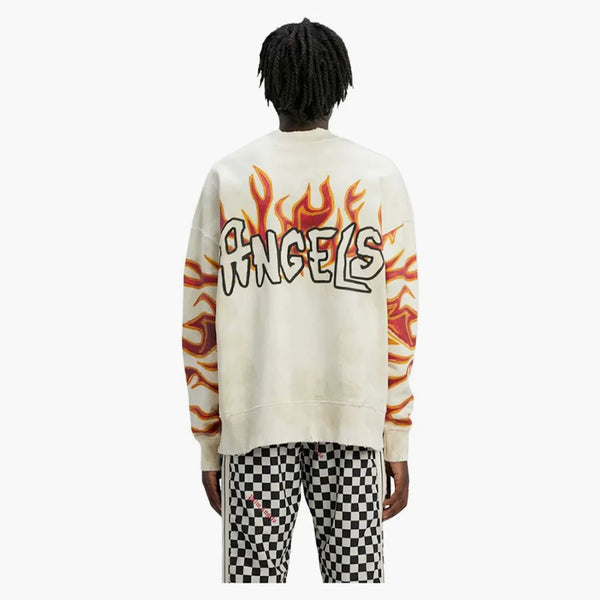 Mikina Palm Angels Oděvní barvivo Graffiti Flames z bílé/černé