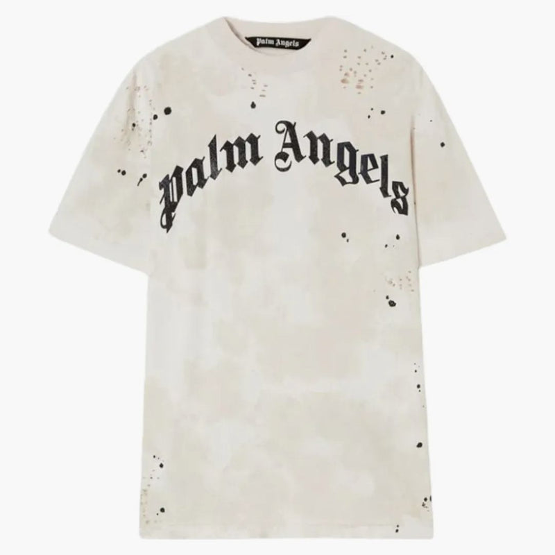 Klasické tričko Palm Angels třpytilo logo z bílé/černé