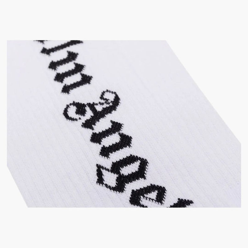 Logo Palm Angels Gothic Intarsia ponožky bílé/černé (SS22)