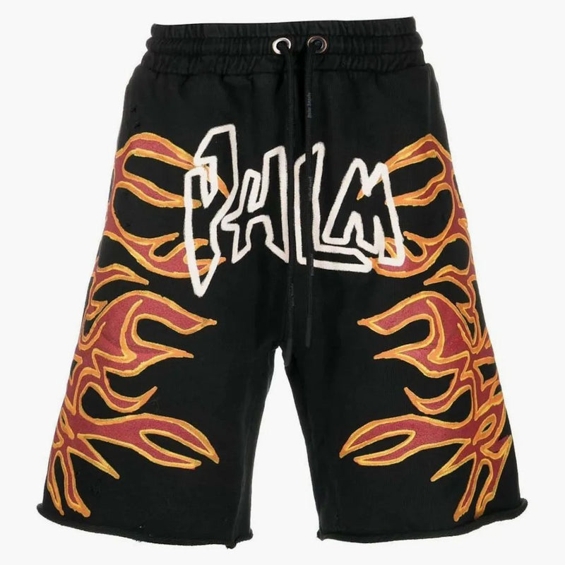 Palm Angels Graffiti Flames Mikinashorts Black/White
