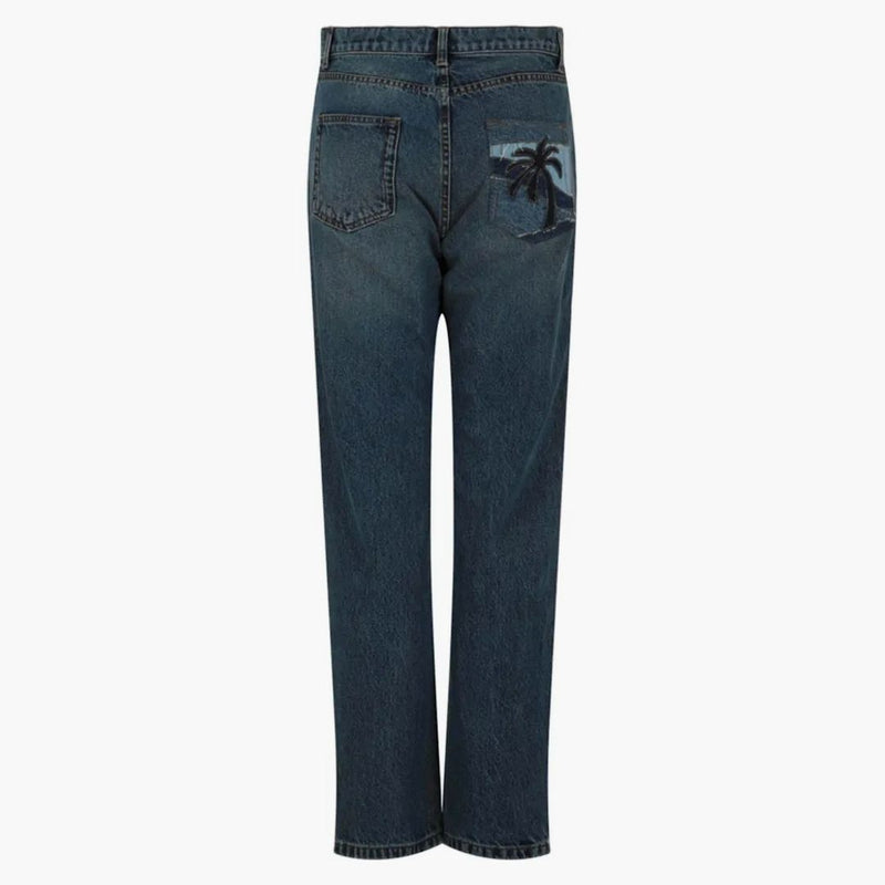 Palm Angels Intarsia pravidelné fit džíny modré