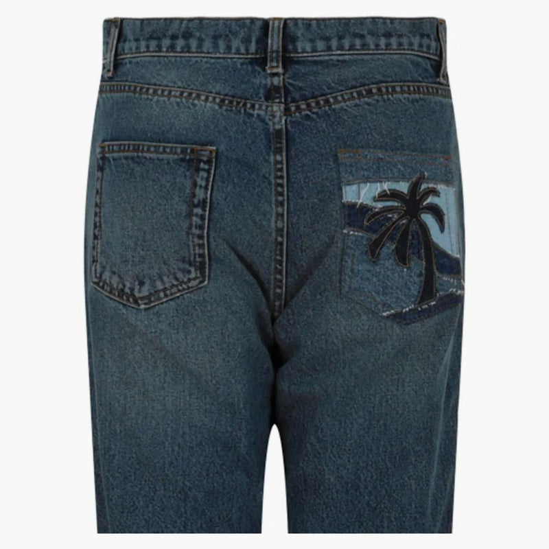 Palm Angels Intarsia pravidelné fit džíny modré