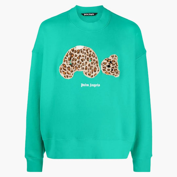 Palm Angels Leopard Bear Mikina Forest Green/Brown