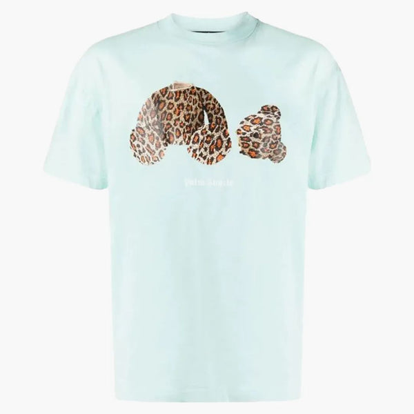 Palm Angels Leopard Bear tričko Seafoam/Brown