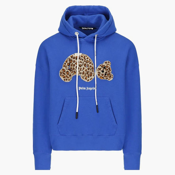 Palm Angels Leopard zabijte medvědí popover mikinu modrá/hnědá
