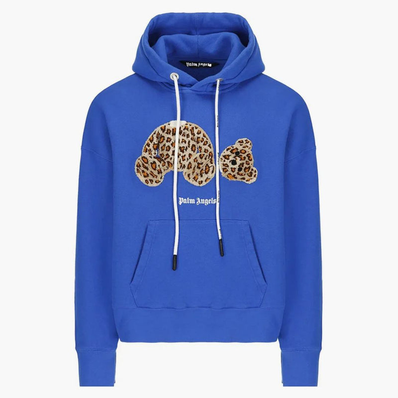 Palm Angels Leopard zabijte medvědí popover mikinu modrá/hnědá