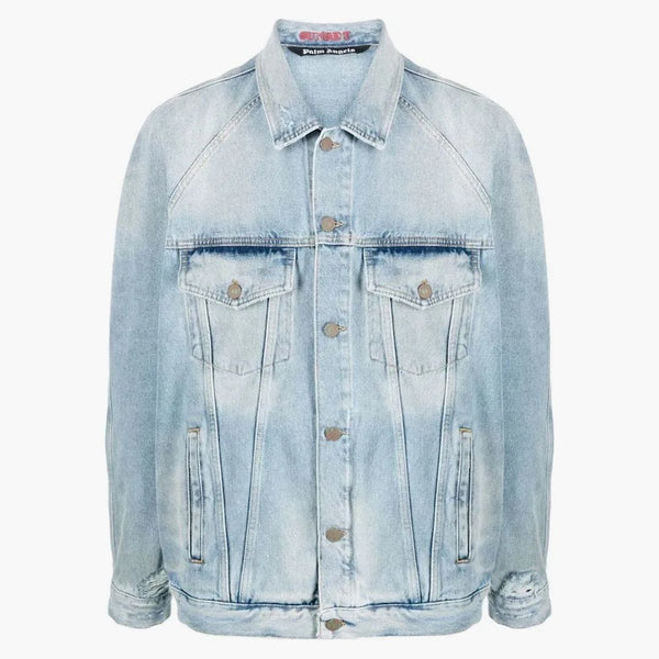 Angeli palme Lavatura leggera Giacca di denim sciolto blu/marrone