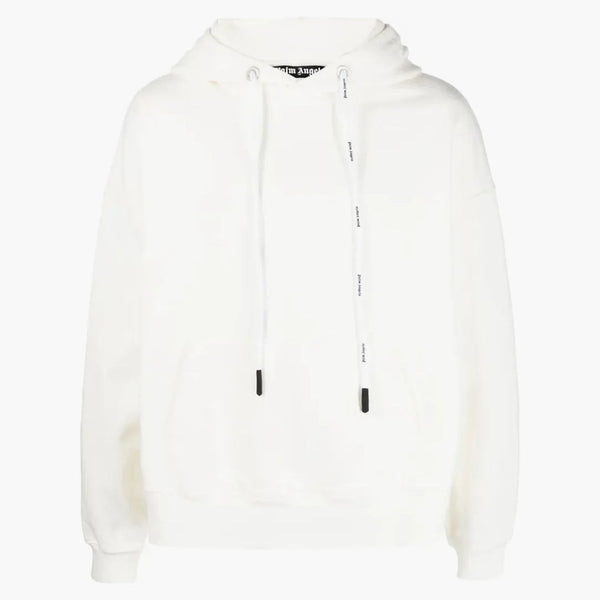 Logo Palm Angel Detail Cotton Hoodie White/White