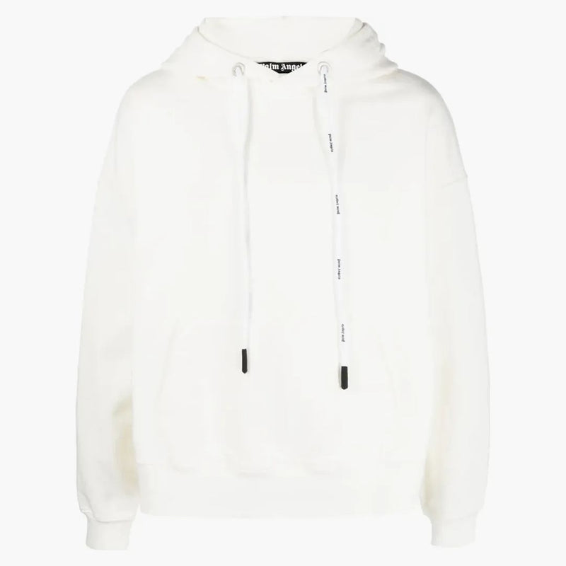 Logo Palm Angel Detail Cotton Hoodie White/White