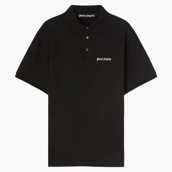 Logo Palm Angel-Embroidered Cotto Polo Black