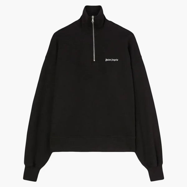 Logo Palm Angel-Embroidered Half-Zip mikina černá