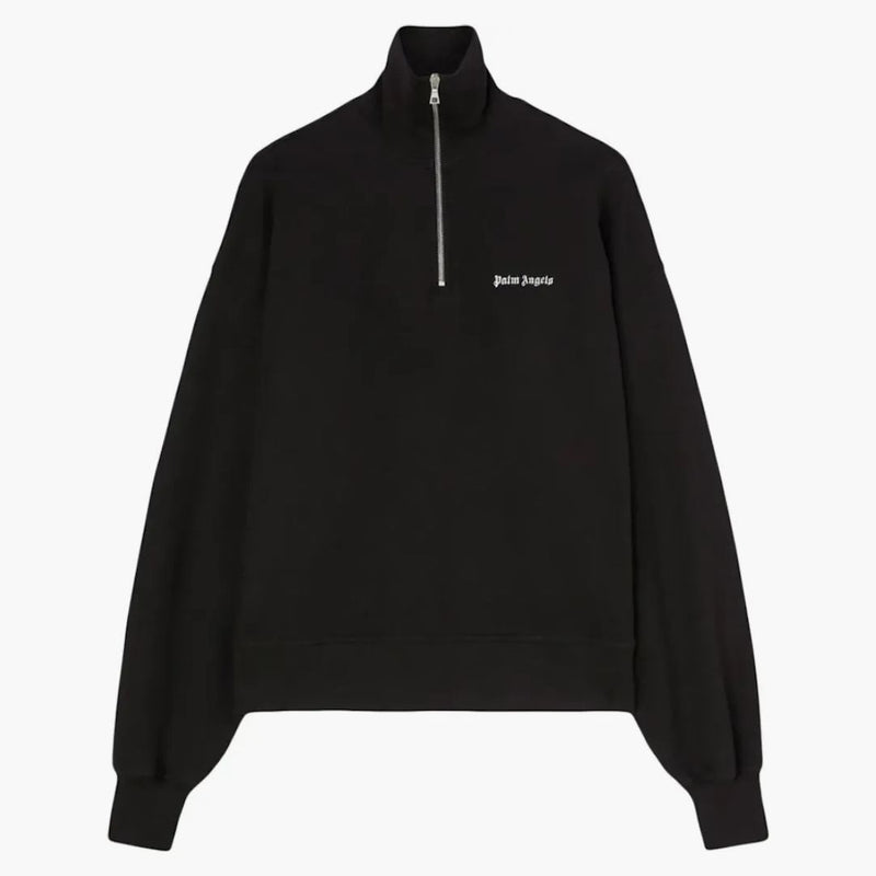 Palm Angels Logo-embroidered Half-zip Sweatshirt Black