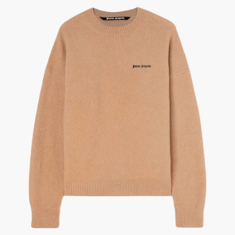 Logo-Embroidered Wool-Blend Jumper Camel Brown