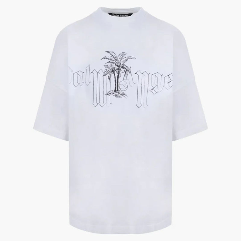 T-shirt oversize di Palm Angel illustrativo bianco/nero