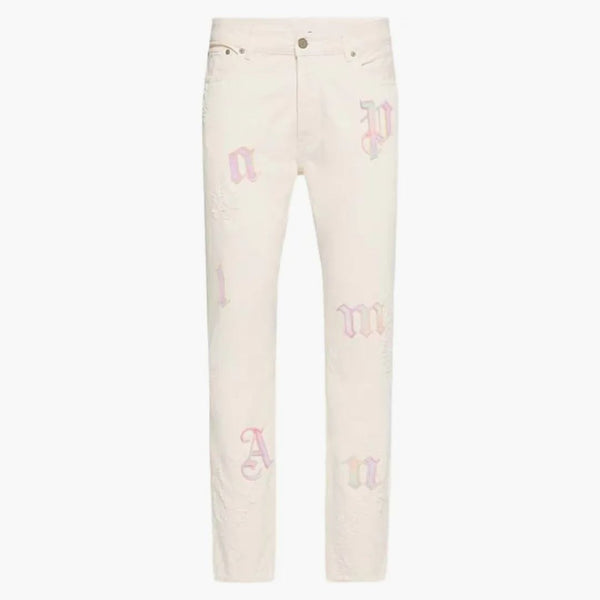 Palm Angel's Logo Patchs Jeans White