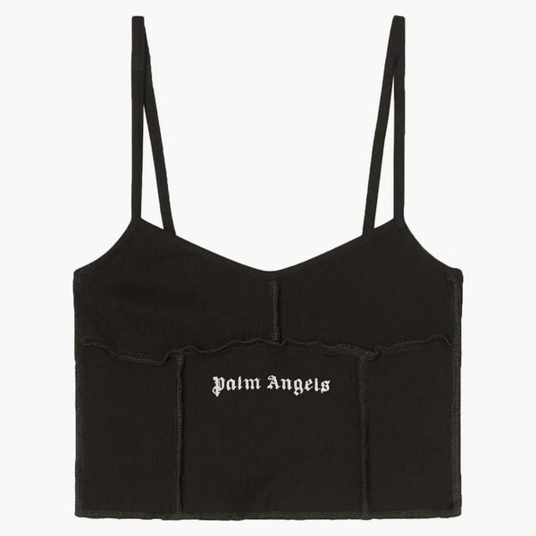 Palm Angel's Logo-Print Crop Top Black/White