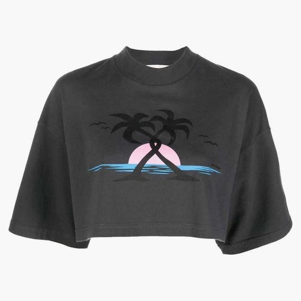 Tričko s oříznutým logem Palm Angel šedé