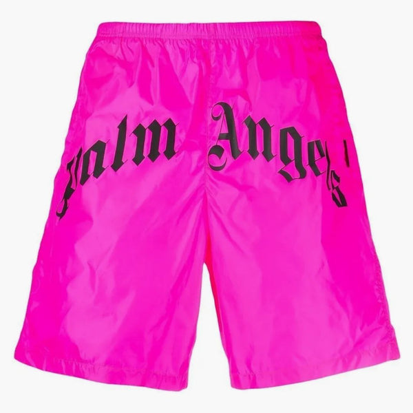 Palm Angel's Logo Print Swimming Shorts Hot Pink
