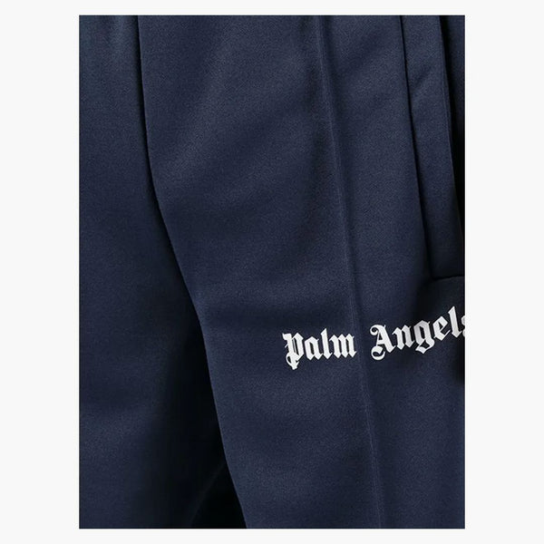 Palm Angels Logo Print Track Shorts Navy Blue/white