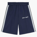 Palm Angel's Logo Print Track Shorts Navy Blue/White