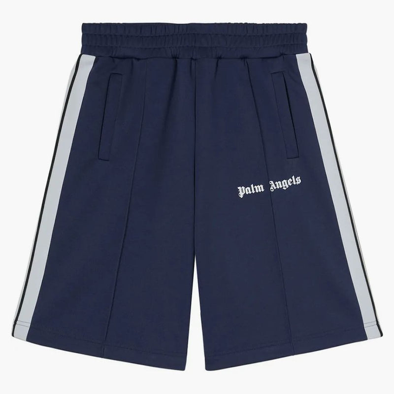 Palm Angels Logo Print Track Shorts Navy Blue/white