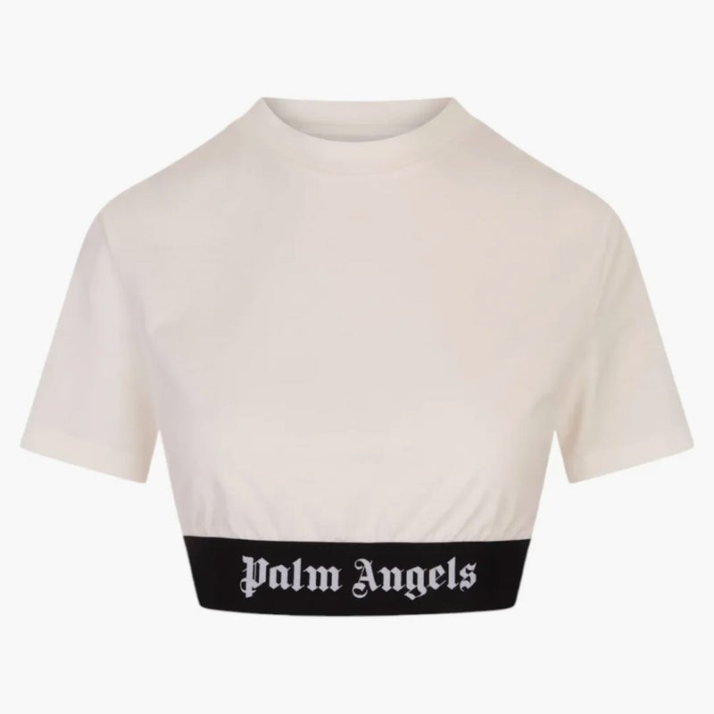 T-shirt a nastro logo di Palm Angel Bianco
