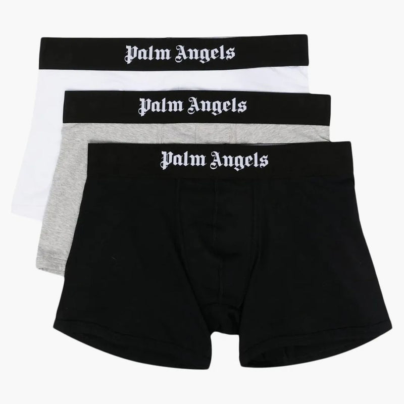 Palm Angels Logo-Waistband Boxer (confezione di 3) bianco/grigio/bianco