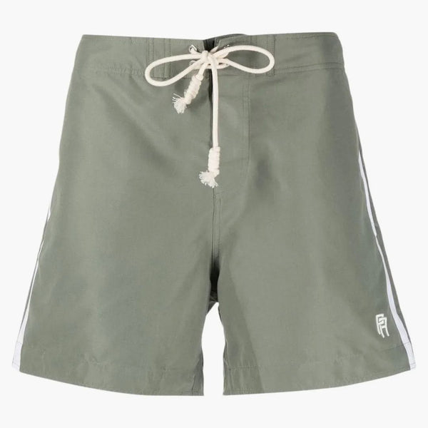 Palm Angels Logo-Embroidered Side Stripe Swim Shorts Vojenská zelená